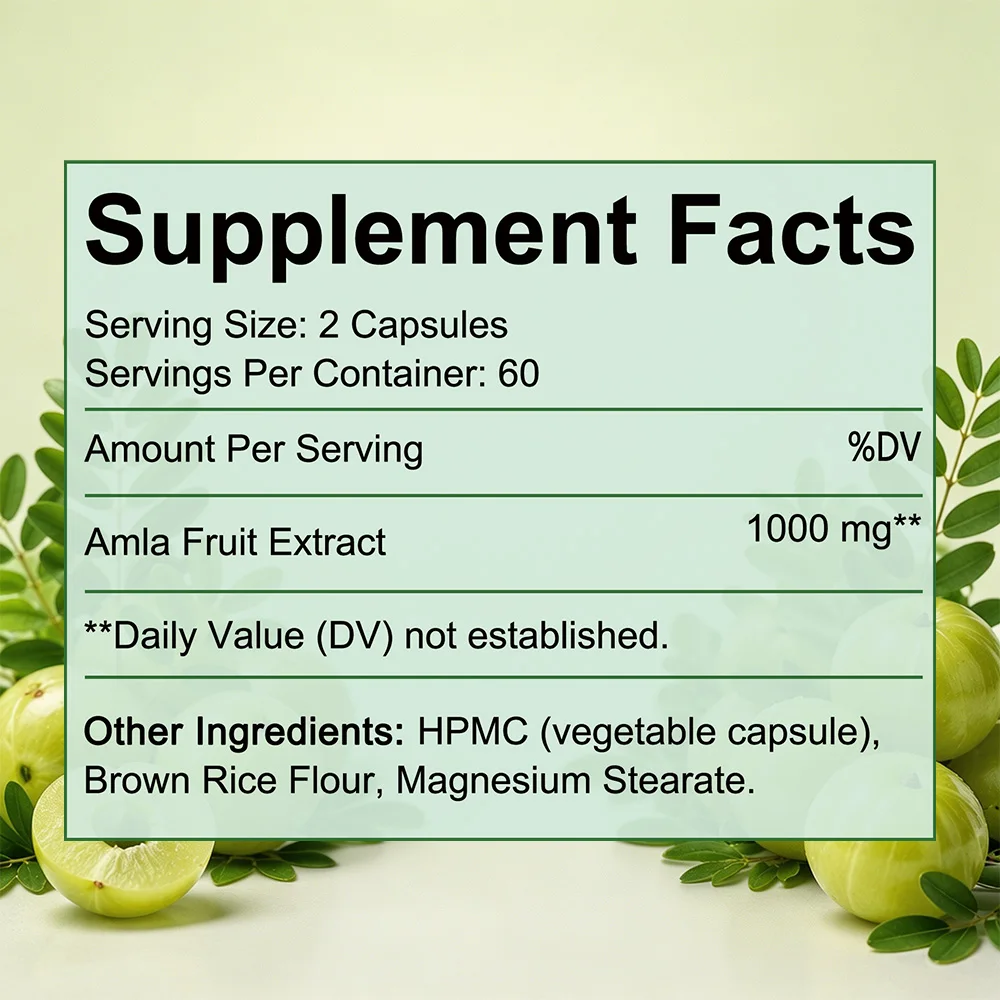 Organic Amla Capsules 1000mg – Organic Amla Powder Organic for Antioxidant, Energy & Digestive Support