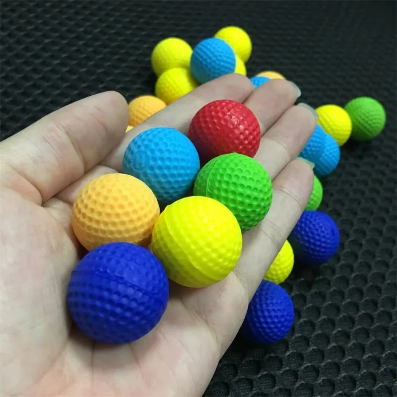100pcs-soft-pu-round-bullets-refill-pack-compatible-with-rival-blaster-yellow-blue-red-green-optional-tt
