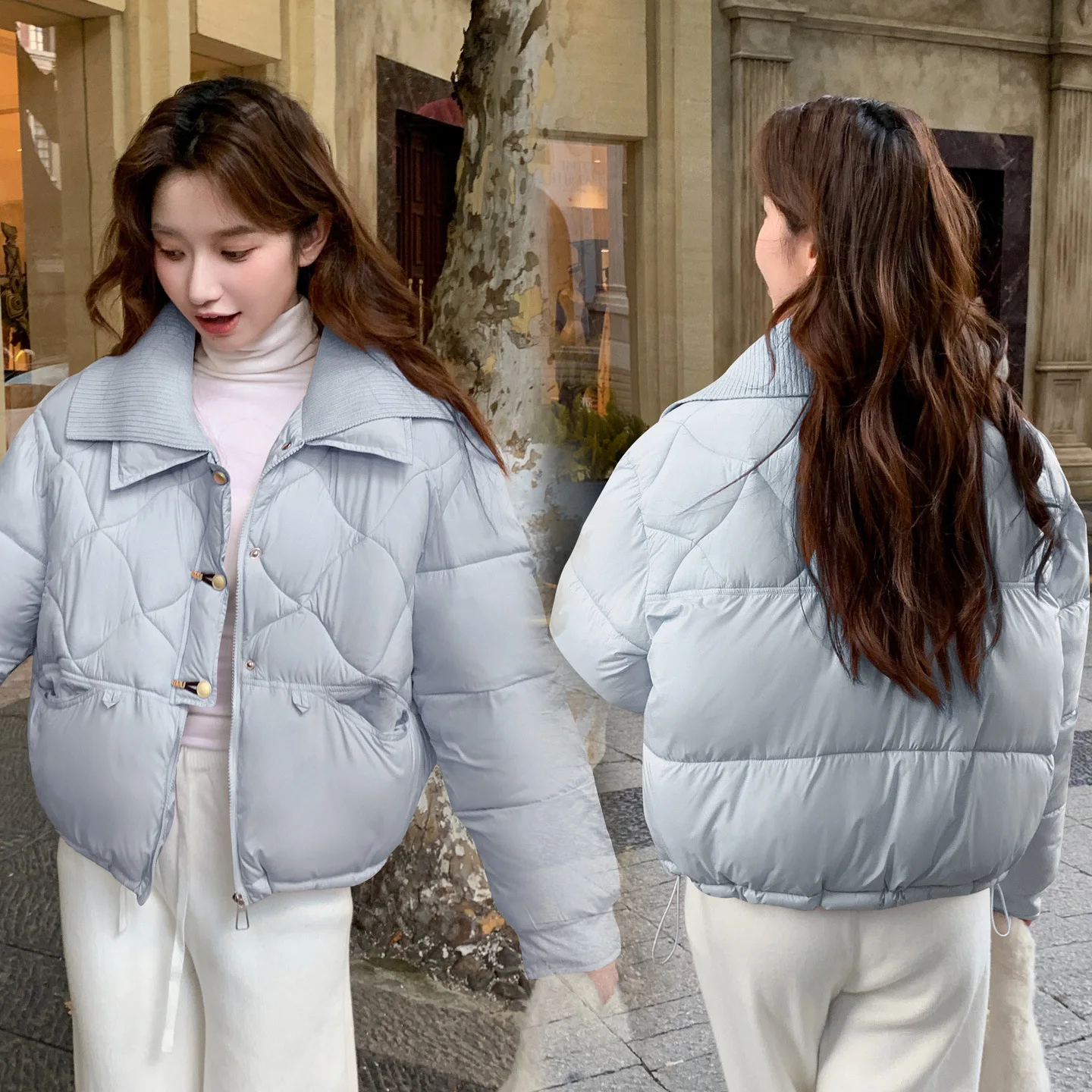 Short Coats Parkas Women Jackets Turn Down Collar Thick Warm Y2k Streetwear Elegant Jacket Work Coat Autumn Winter 2025