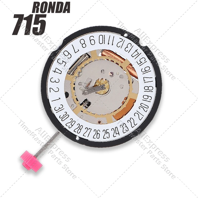 Ronda 715 Quartz Watch Movement Analog Three Hands Swiss Design with Date at 3 or 6 Replacement Accessories for Watch Repair