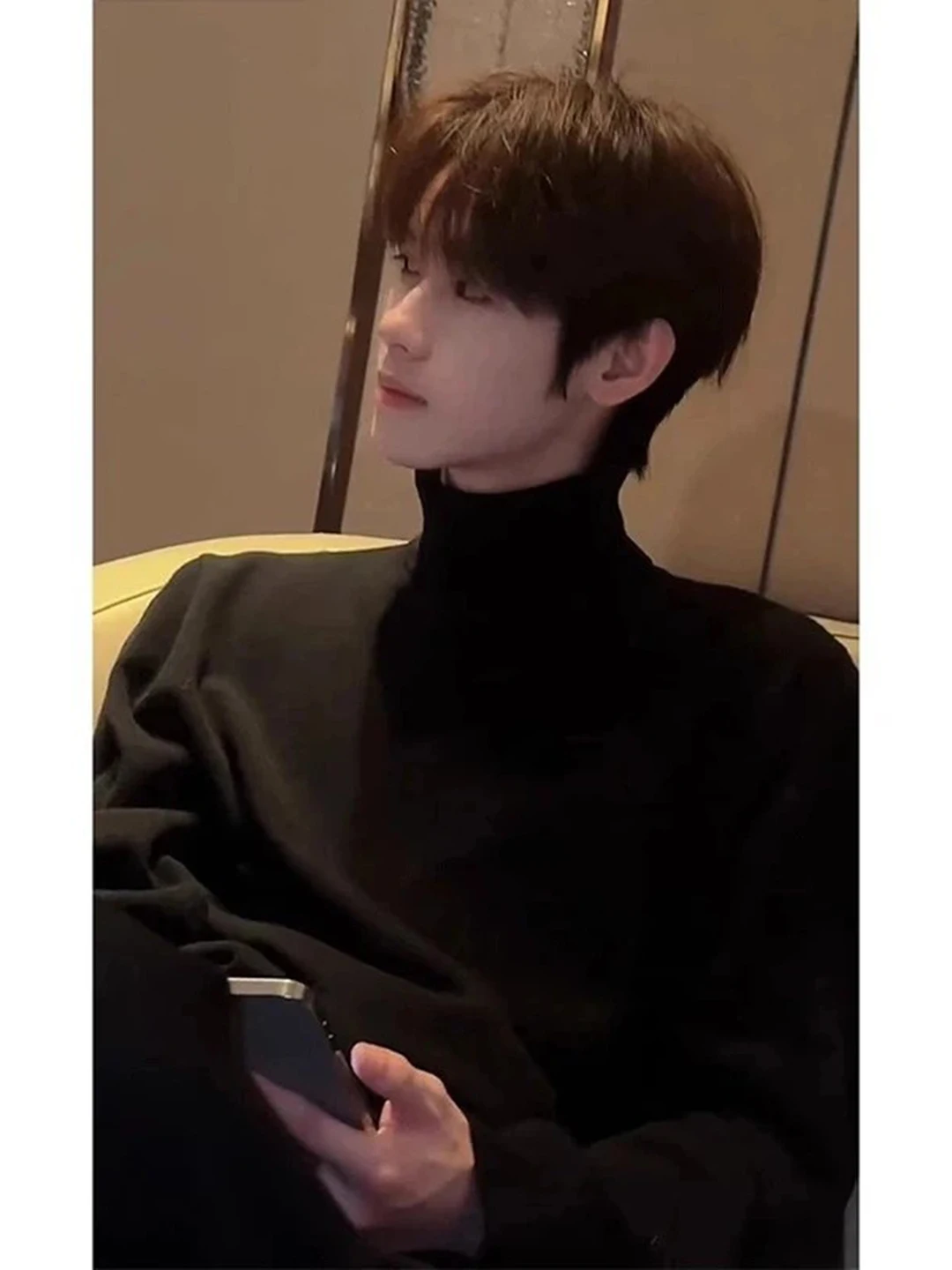 

Soft Thiened Knitted Sweater High Collar Men's Autumn Winter Outerwear Casual Loose Fit Comfortable Warm Couple Base irt