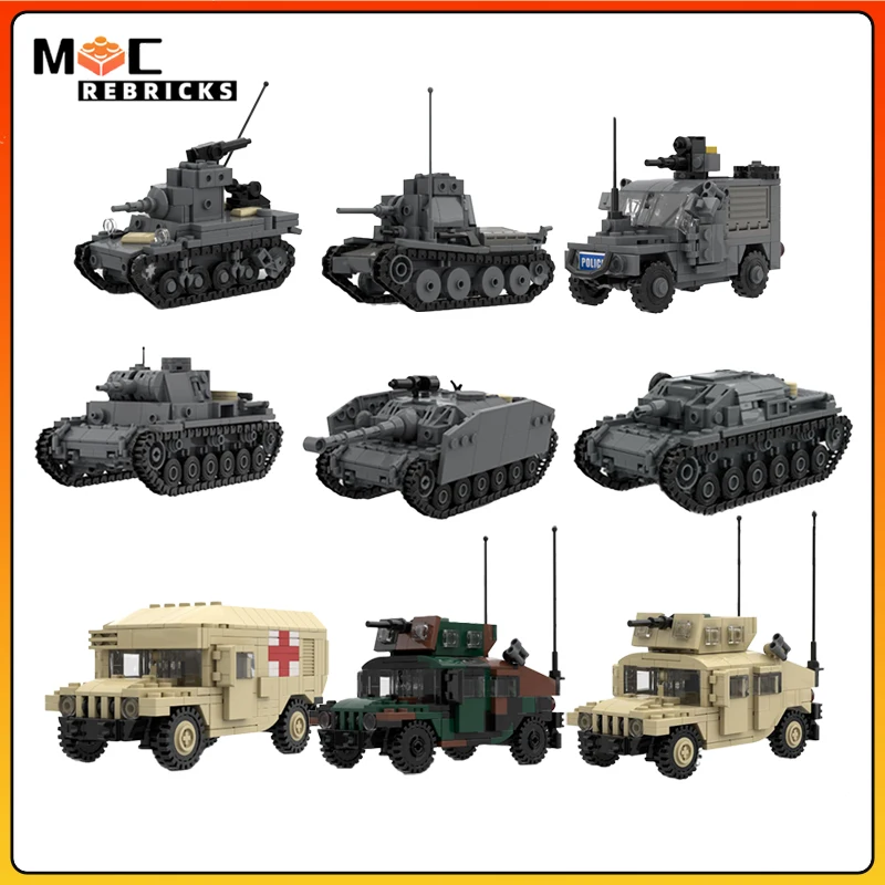 

WW2 Military Tank Assault Armored Vehicle Building Blocks Battle Tanks Car Truck Model Army Weapon Bricks Sets Kids Toys Gift