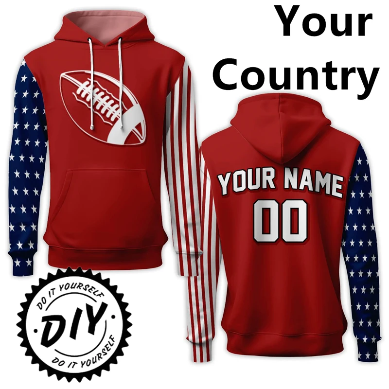 Personalized Your Name Graphic Sweatshirts Custom Football Tennis Rugby Baseball Club Hoodies For Men Clothes Sport Team Hoodie