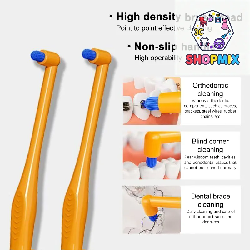 Interdental Brush Small Head Interdental Brush Soft Detail Cleaning Inclined Design Orange Color Deep Oral Cavity Cleaning