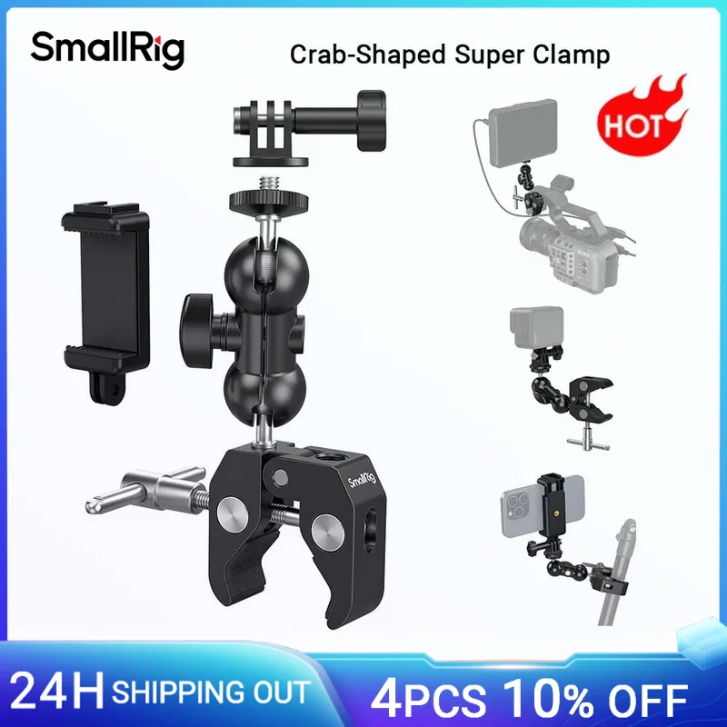 SmallRig Camera Mount Clamp Kit Ball Head Magic Arm with Clamp Super Clamp for Gopro Camera Phone Monitor & Light 4373