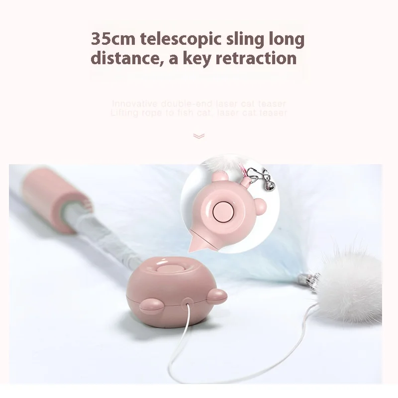 2024 Cat Teasing Artifact Telescopic Double-ended Laser Teasing Stick Cat Toy Multi-functional Teasing Stick