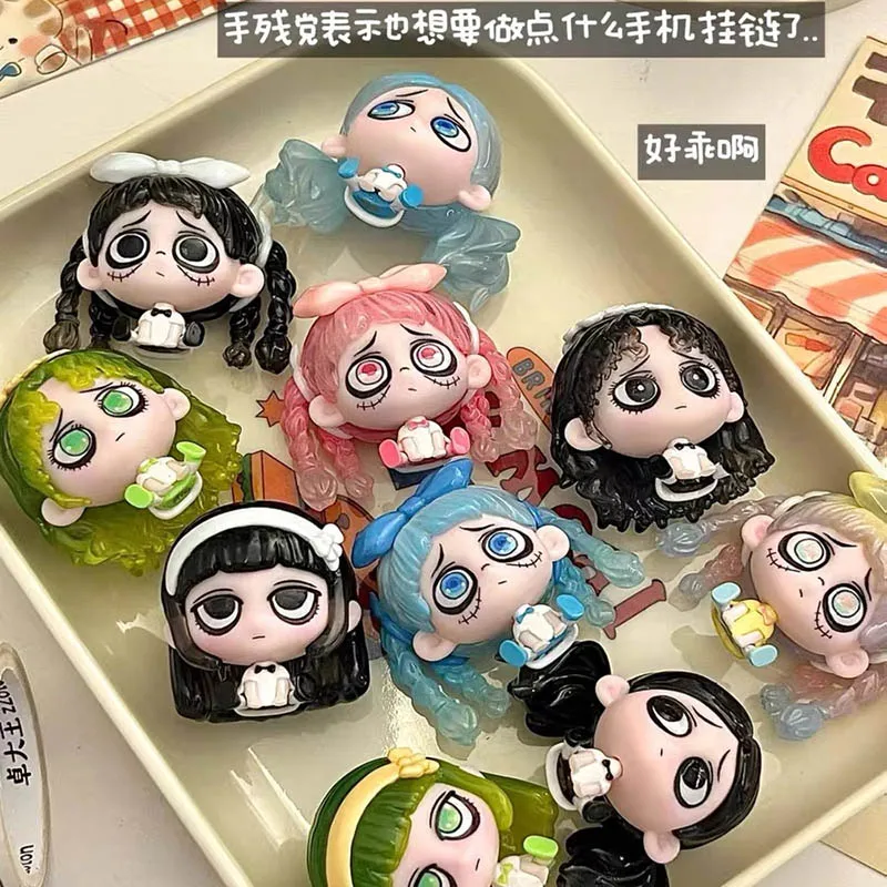 

Мини-бобы Kiki, сидящие вместе, серия, слепая коробка, фигурки из смолы, коллекционный декор для стола, кавайный подарок, модные сменные игрушки