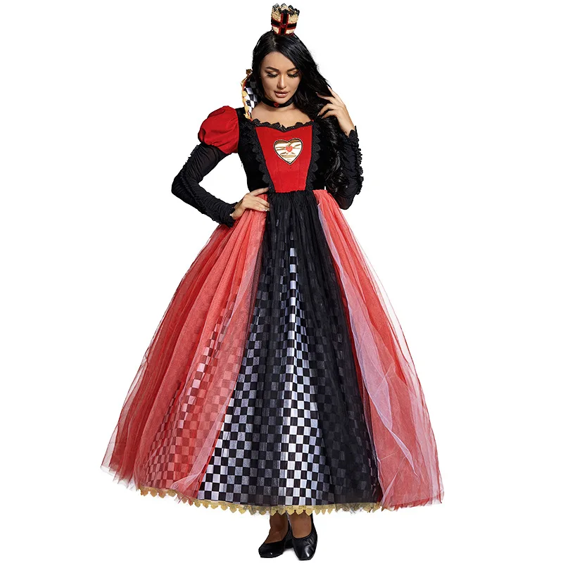 Red Queen Of Hearts Princess Dress Cosplay Fancy Dress Delux Party Girls Halloween Carnaval Cosplay Costume