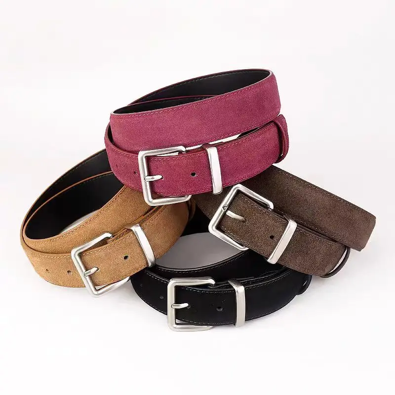 

Retro minimalist style suede leather belt for women, 3.5 leather wide belt, durable and versatile pants