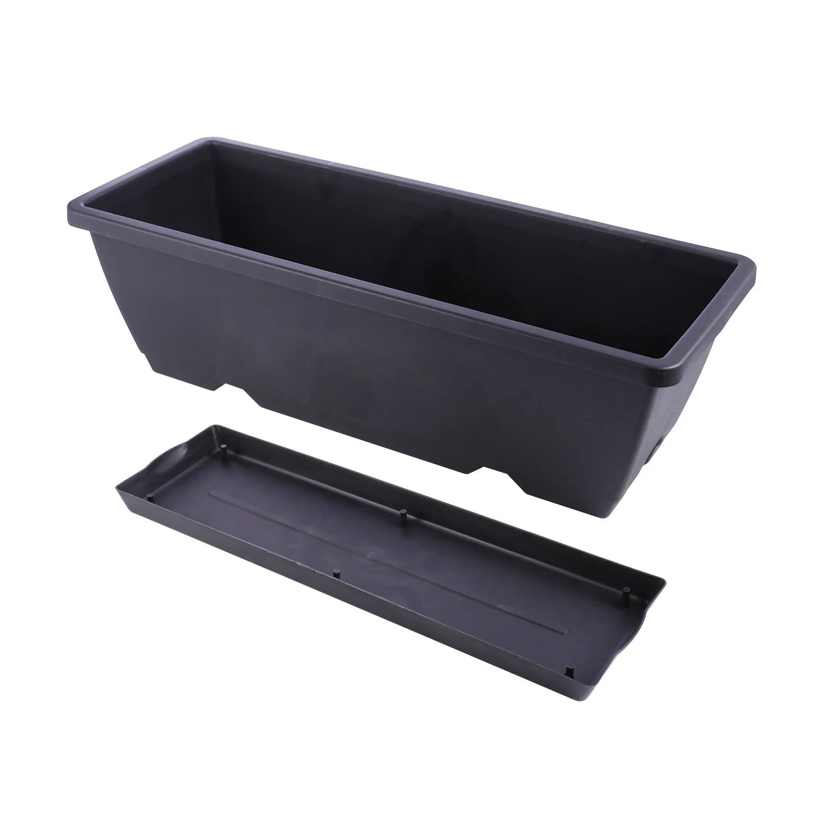 

Plastic Planter Large Black Rectangular Flower Pot with Drainage Holes for Balcony Garden Planting Tray