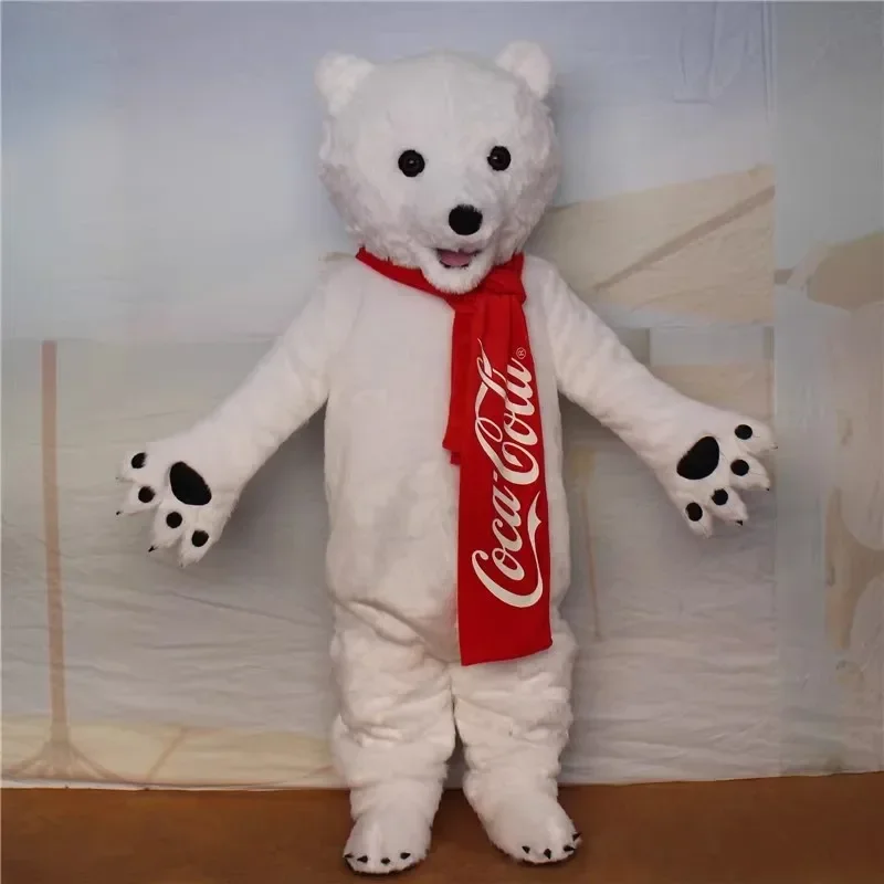 white Cola polar bear mascot costume adult coke bear mascot outfit suit