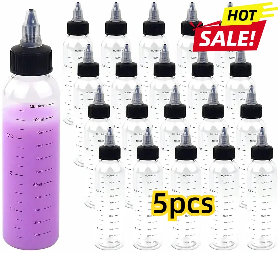 5PCS 30/60/100/120/250ml Dispensing Bottles with Twist Top Cap Plastic Squeeze Bottles with Graduated Measurements Lab Bottles