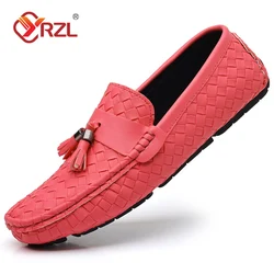 YRZL Leather Loafers Mens Driving Shoes Slip on Shoes Men High Quality Comfortable Big Size Man Classic Casual Mens Loafers