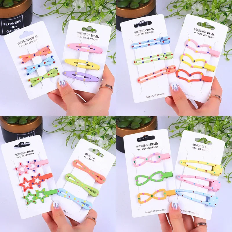 Cute Cartoon Snap Hair Clips for Girls Clip Pins BB Hairpins Color Metal Barrettes for Baby Children Girls Styling Accessories