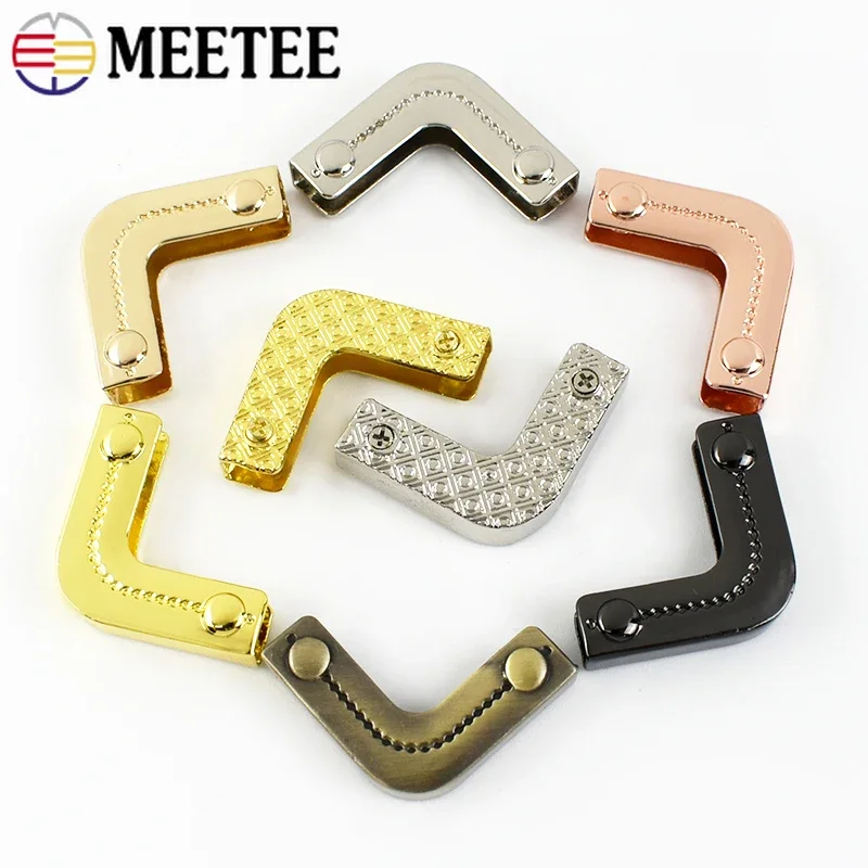 5-50Pcs Corner Protector Metal Buckles for Purse Edge Protection Clip Clasp Bag Decoration Hook Handbag Cover Corners End Lock