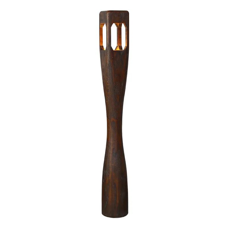 

American retro hollow solid wood wabi-sabi wind tea room living room bedroom bedside lamp log wind study creative floor lamp