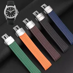 High Quality Soft Rubber Watch Band Aquanaut Fits For Patek Philippe Silicone 5164A 5167A 5168A Folding Buckle Watch Strap 21mm