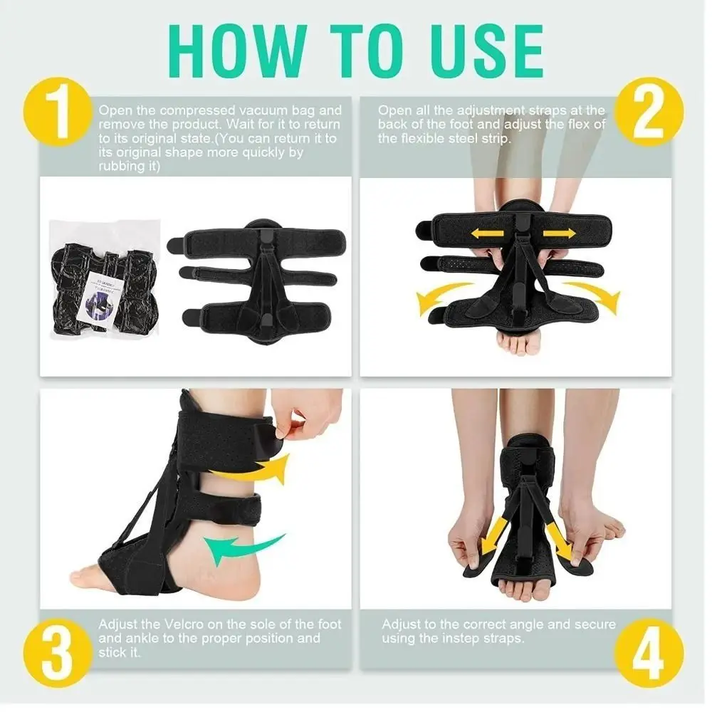 

3-straps Plantar Fasciitis Splint Brace Fixed Adjustable Dorsal Drop Foot Orthopedic Brace Compression Stretched
