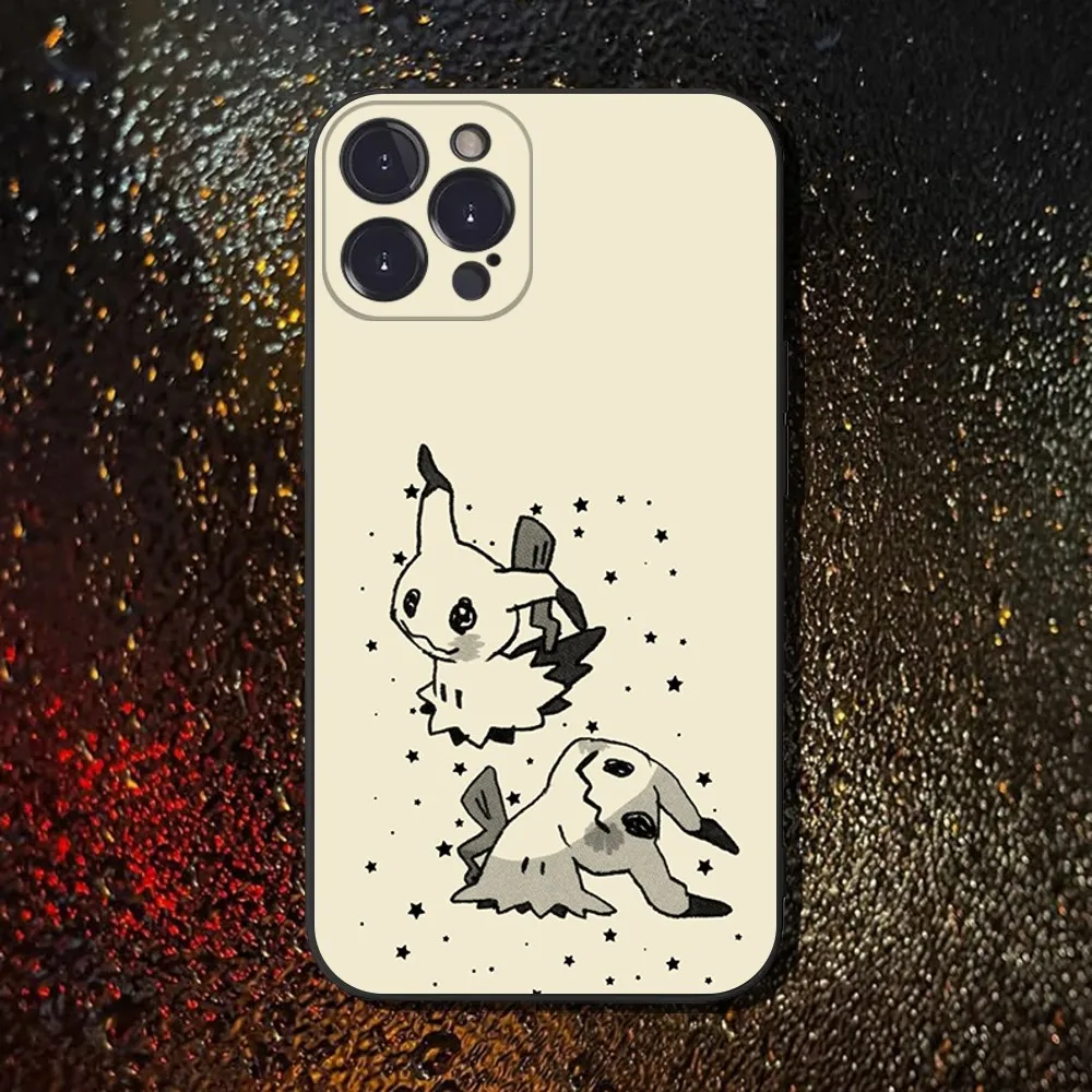 귀여운 심플 M-미미큐 아이폰 16,15,14,13,12,11 플러스,프로 맥스,XS,X,XR,SE,미니,8,7용 소프트 실리콘 블랙 케이스