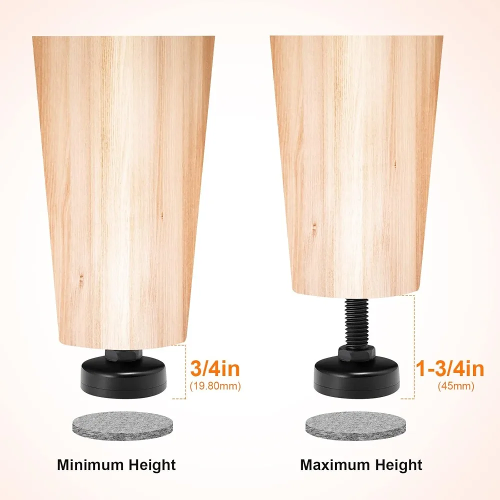 Piedini livellanti Piedini per mobili regolabili, livellatori per mobili con filettatura UNC da 3/8'', piedini livellanti regolabili per tavoli, sedie, armadi