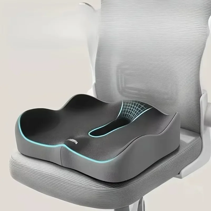 1pc Memory Foam Seat Cushion - 3D Ergonomic Support| Light Green Grey Black Washable Polyester Car Office Essentials
