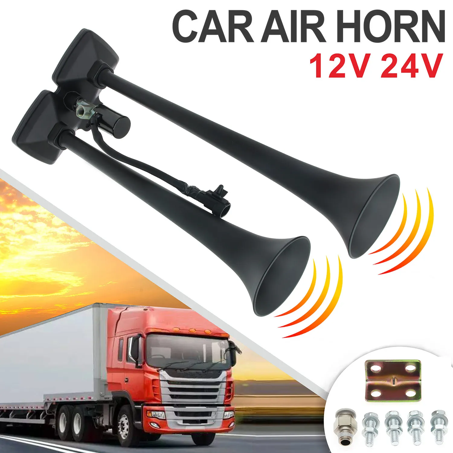 Universal Loud Car Air Horn Train Car Truck Boat Dual Air Horn tromba Super forte per segnale acustico automatico 12V/24V