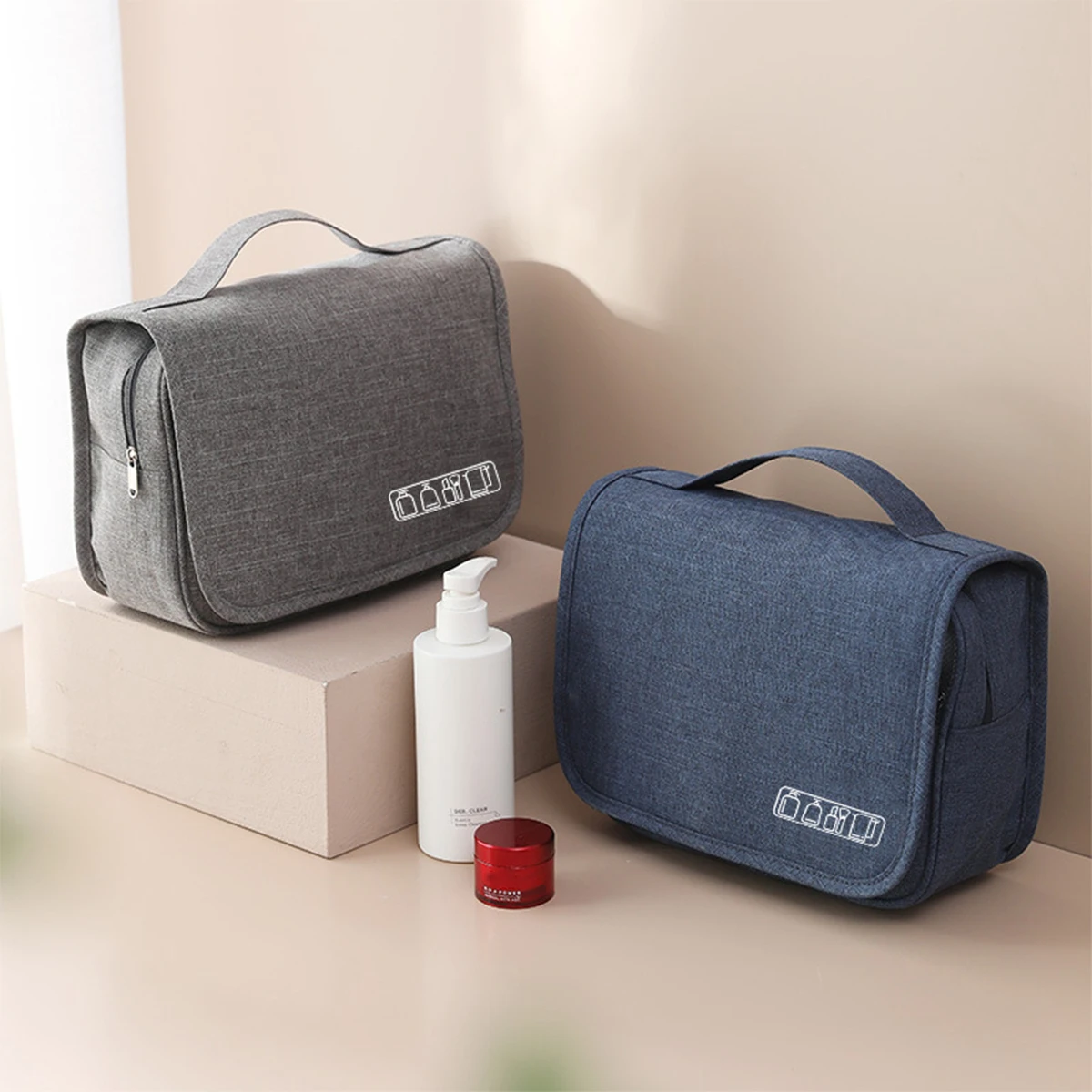 Large Capacity Travel Toiletry Bag Multifunctional Portable Cosmetic Bag With Hook Storage Bag Men\'s Travel Storage Bag