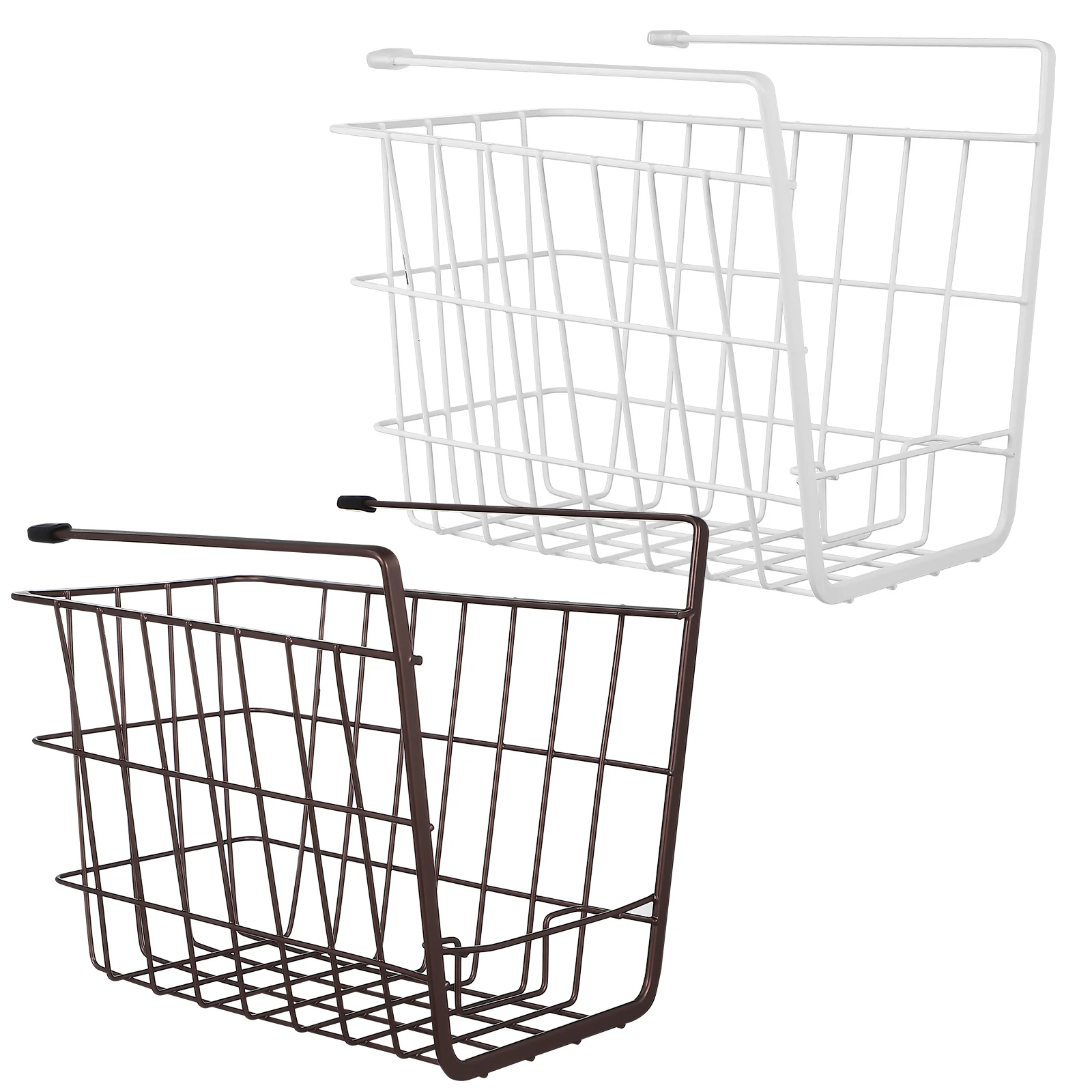 

2 pcs Storage Baskets White Coffee Storage Baskets Undershelf Hanging Rack Bathroom Kitchen Wardrobe Organizer Anti Rust