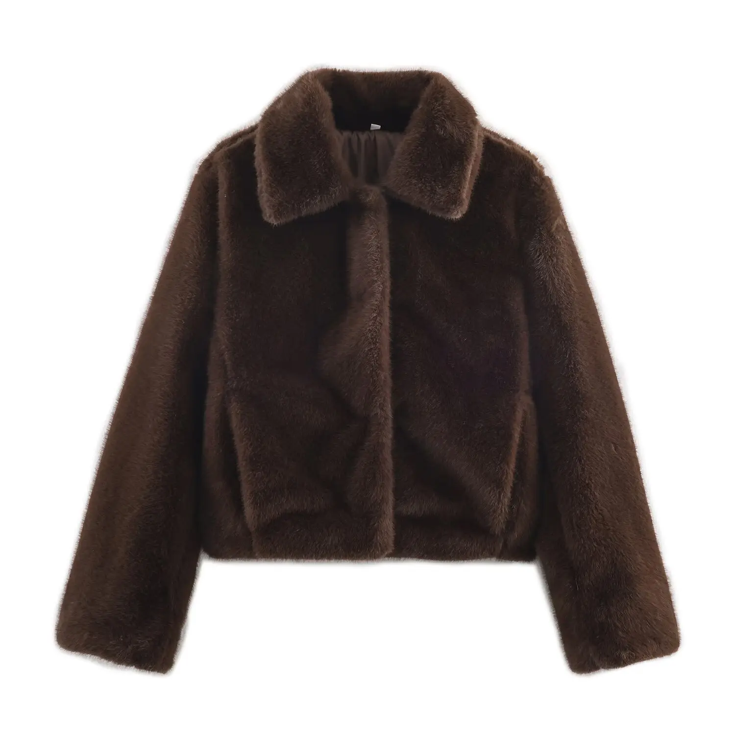 

DiYiG WOMAN 2025 Winter New Fashion Faux Fur Effect Jacket Chic Lapel All-match Long Sleeve Jacket Outerwear Mujer