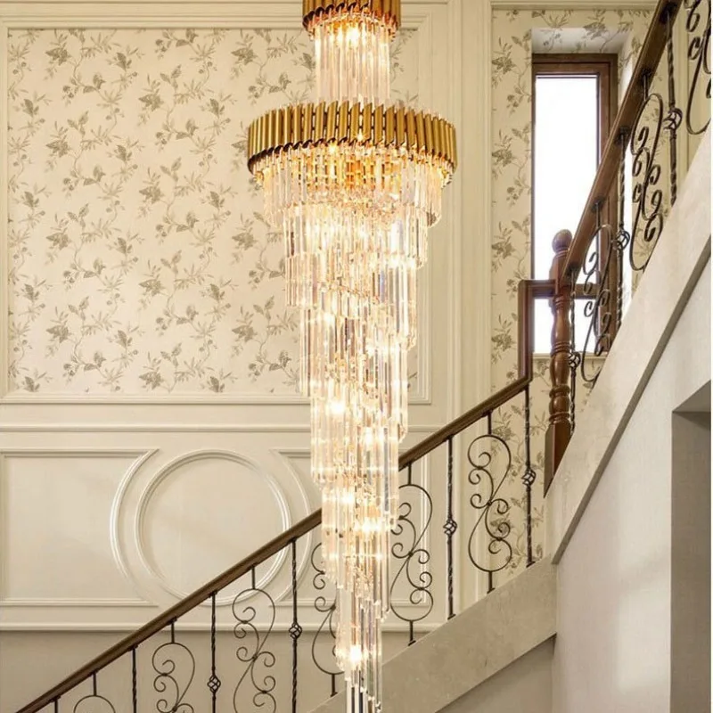 

New duplex building living room crystal hanging simple European villa club atmosphere