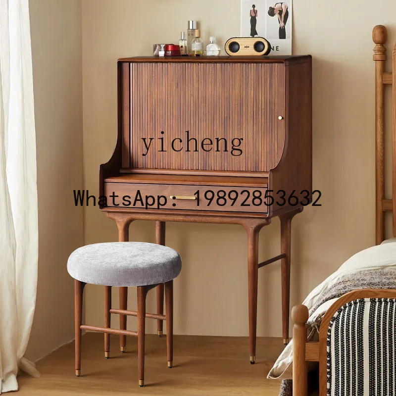 FF Nordic small apartment dresser integrated solid wood bedside bedroom bay window makeup table high-end retro style