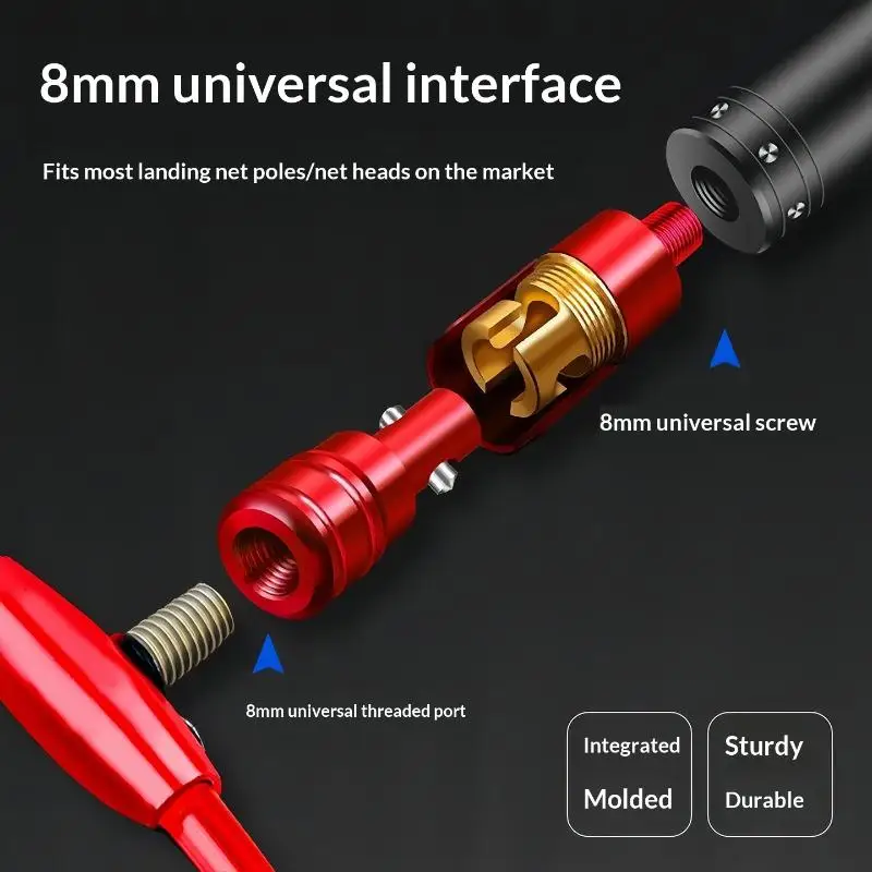 Landing Net Head Adapter, Anti-Rotation Landing Net Screw, Prevent Fish Escape, Fishing Landing Harpoon Connector
