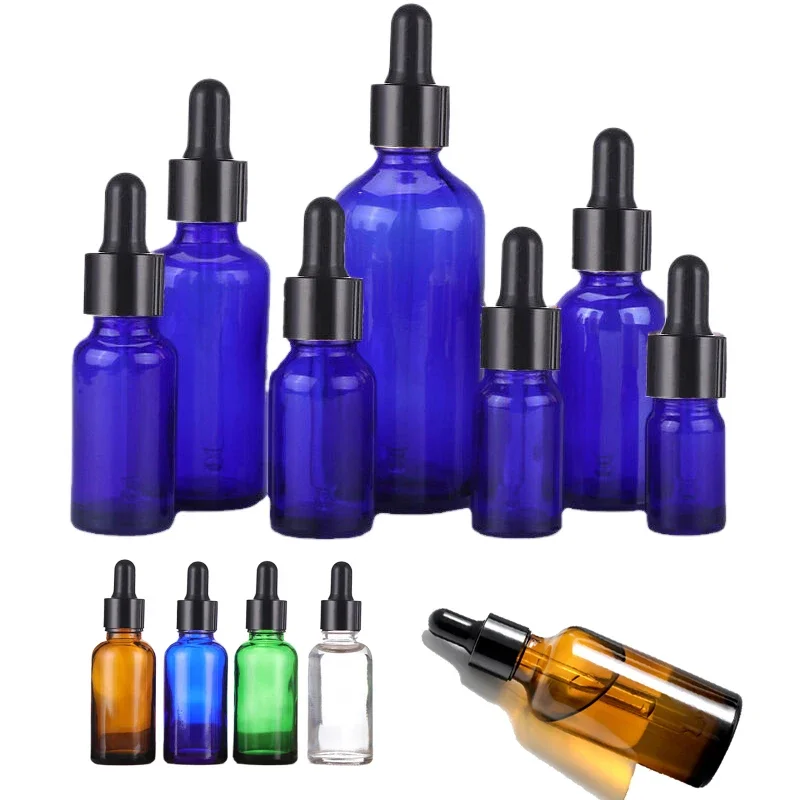 

5Pcs 5ml-100ml Empty Glass Bottles with Glass Droppers Tincture Vials Travel Essential Container For Essential Oils Aromatherapy