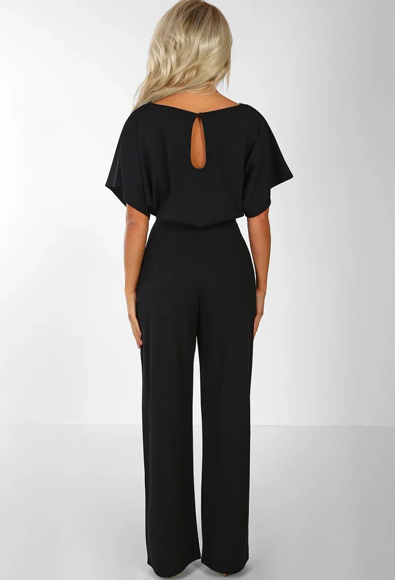 Mới Thời Trang Nữ Jumpsuit Ngắn Thanh Lịch Nữ Tay Rỗng THẮT NƠ EO Chắc Chắn Mùa Hè Quần Ống Rộng Câu Lạc Bộ Phong Cách Đường Phố Nóng S-3XL