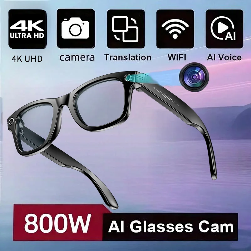 

New Arrivals 2025 Ai Smart Camera Glasses with Chat Gpt, Ar Smart Glass Film with 800W Pixel Camera, Listen to Music Answer Call
