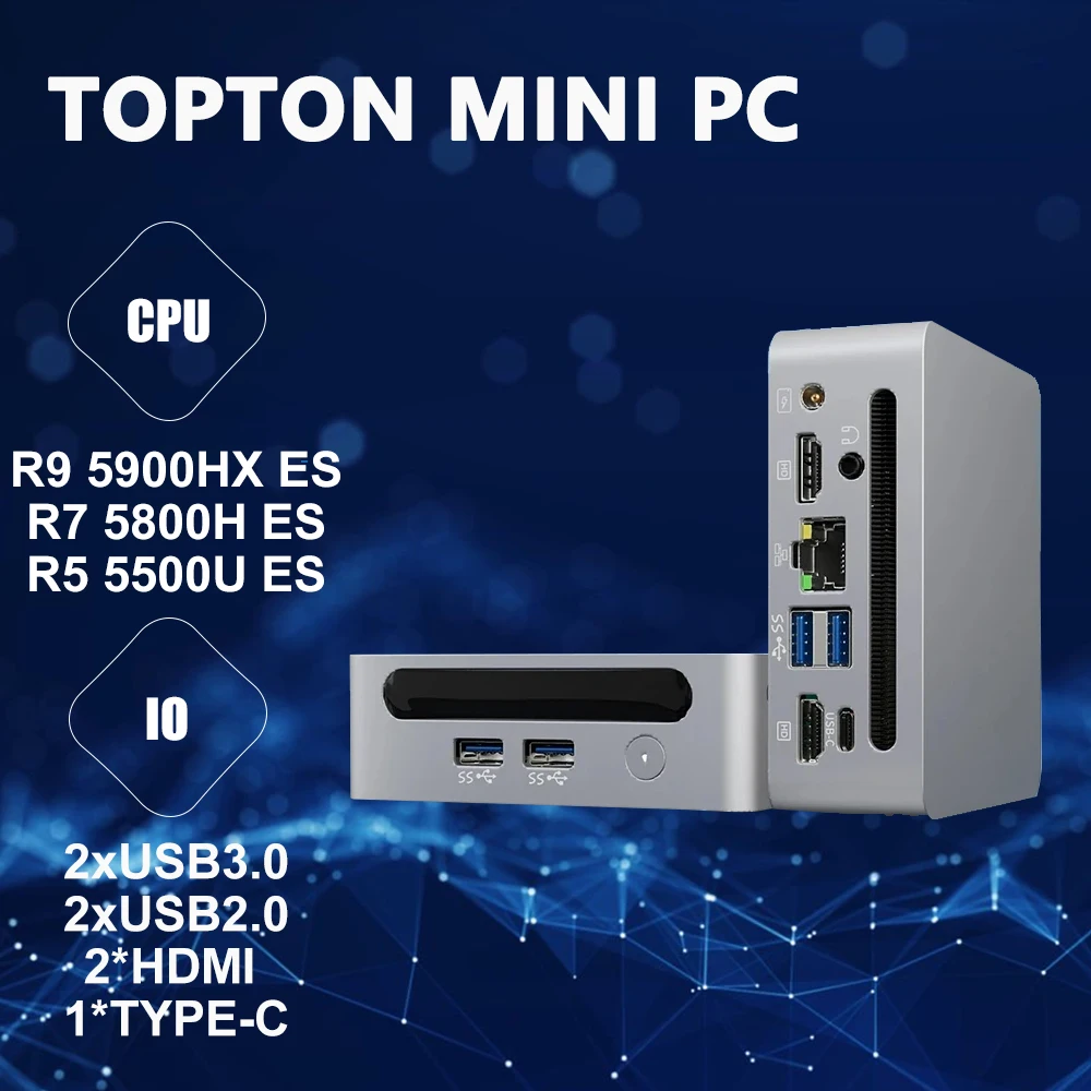 

2024 Cheap Mini PC AMD Ryzen 9 5900HX ES Windows 11 Pro DDR4 3200MHz NVMe SSD Mini PC Gamer Office Computer 3x4K HTPC WiFi6