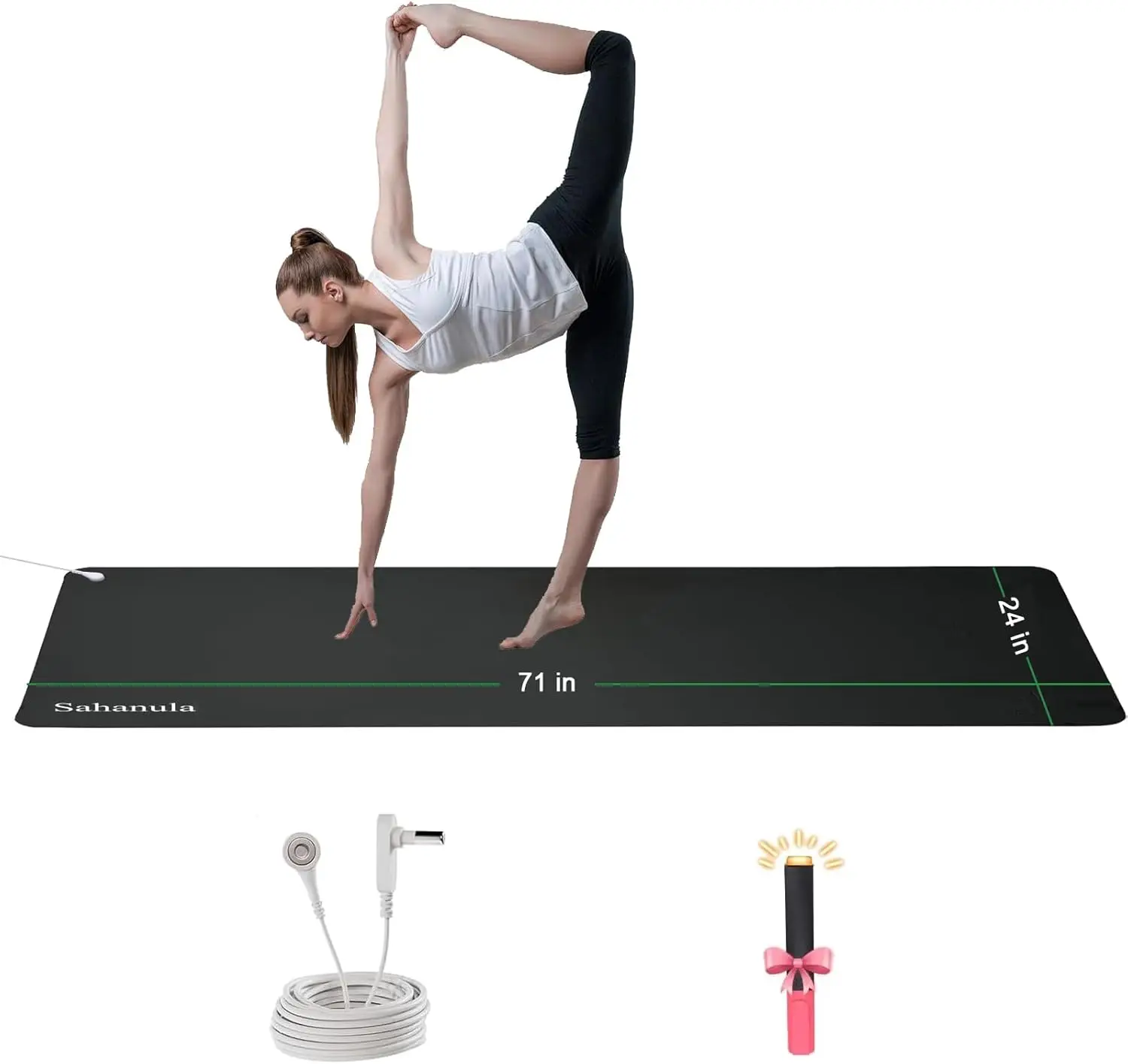 Premium Grounding Yoga Mat with 15ft Cord - Non-Slip Fitness Pad for Meditation, Sleep & Anxiety Relief