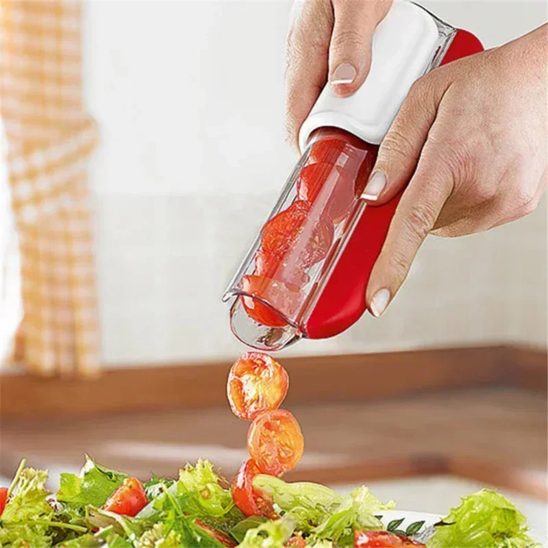 NewTomato Grape Cherry Slicer Fruit Vegetable Salad Manual Slicer Fruit and Vegetable Tool Kitchen Gadget Progressive Zip Slicer