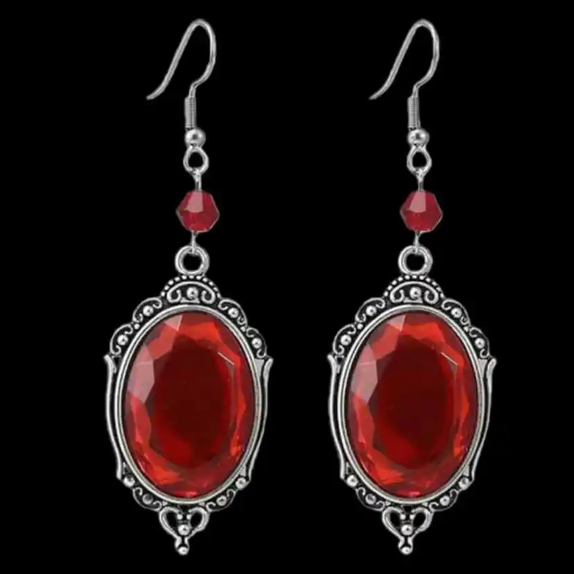 Gothic Vampire Black Crystal Charm Earrings For Women Pagan Witch Jewelry Gift Accessories Water Drop Crystal Drop Earrings 2022