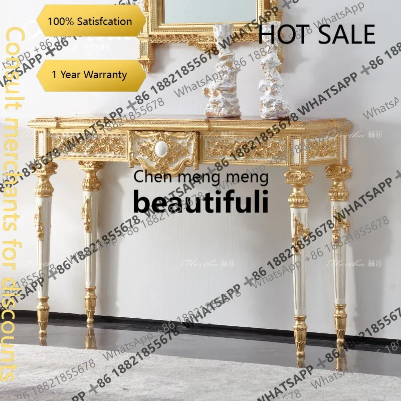 D5556 French court retro style solid wood porch carved gold foil old luxury European extremely complex furniture HF