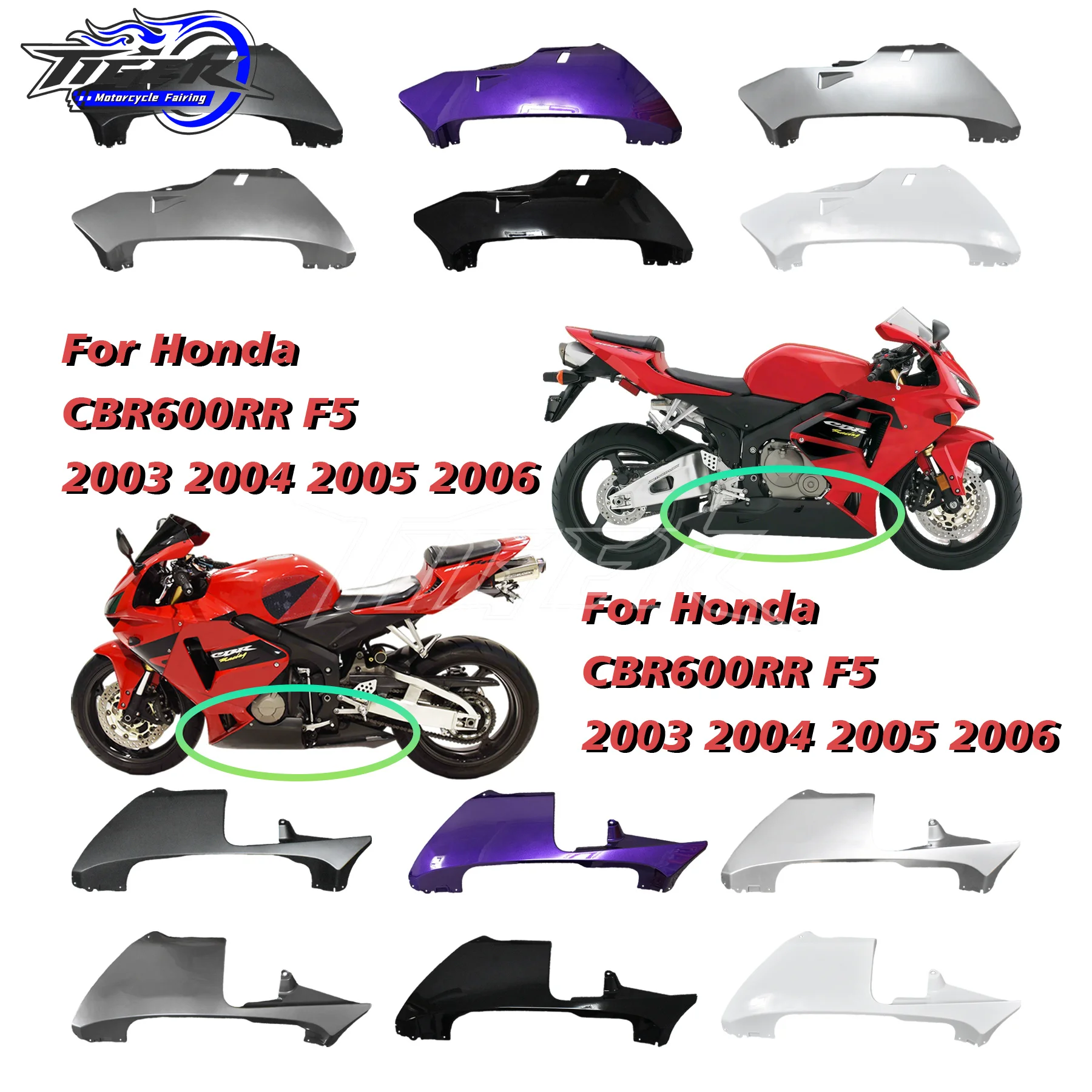

Robust Bottom Lower Panel For Honda CBR600RR F5 2003-2006 ABS Injection Molded Plastic Motorcycle Lower Side Component