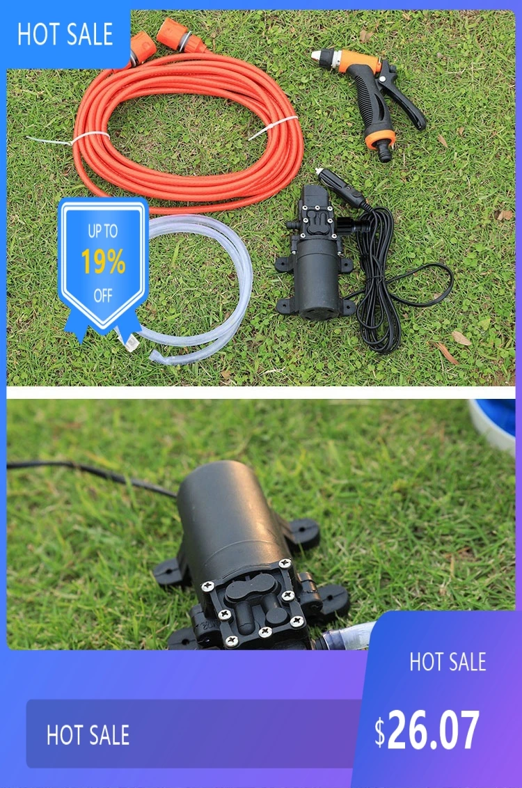 DC 12V High Pressure Self-Priming Electric Water Pump Car Washer Sprayer Gun for Window Moto Cleaning Pet Bathing Garden