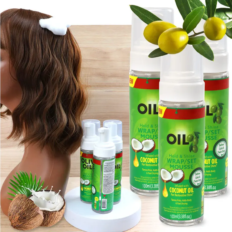 Wrap/Set Mousse con Logo personalizzato 10 pezzi riccioli e onde convenienti Mousse per capelli lozione per l'impostazione in schiuma idratante sana e lucida