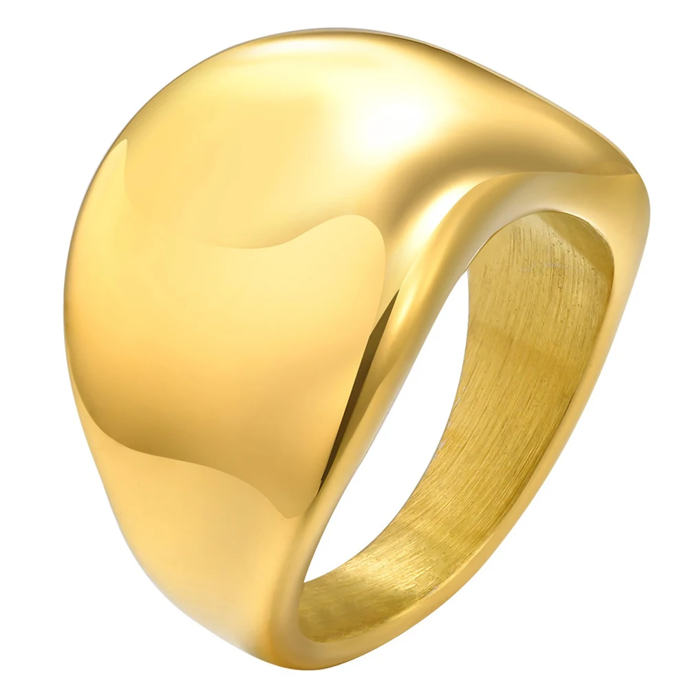 Tigrade Unique Irregular Smooth Stainless Steel Rings For Women Punk Gold Plated Finger Ring Fashion Jewelry Weddings Party Gift