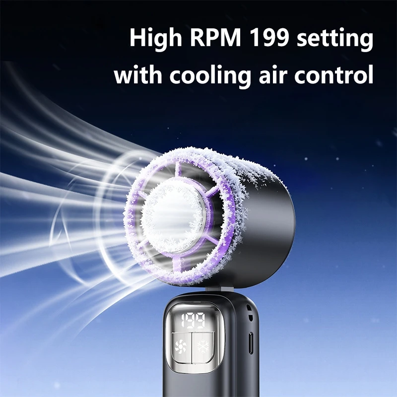 Lenovo Handheld Fan Cooling Ice Cooler Rechargeable USB Brushless Motor 199 High Speed Turbo Jet Fan for Outdoor Travel Office image 5