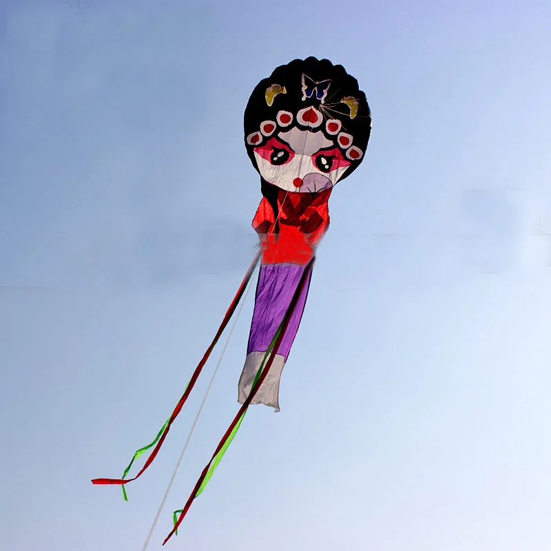 

free shipping high quality 7m soft kite flying peking opera girl kite line walk in sky ripstop nylon aquilone kiteboard dragon