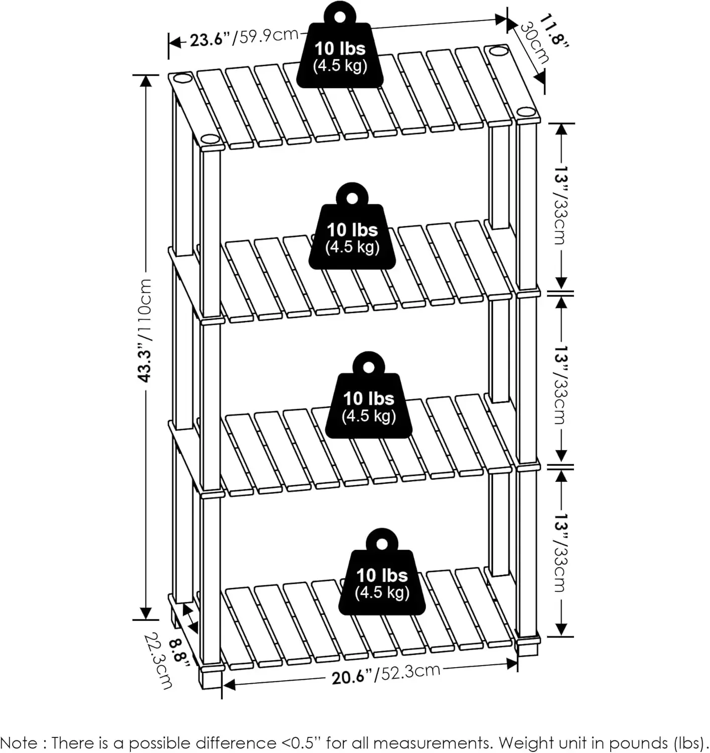 4-Tier Turn-N-Tube Indoor Outdoor Plant Shelf Wood Stand with Square Poles, Natural/Black