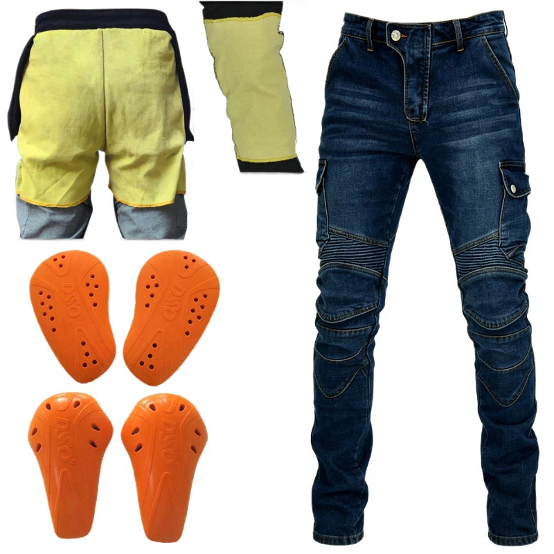 

Kevlar Motorcycle Jeans Mens Aramid Riding Pants Motocross Trousers Protective Armor Gear