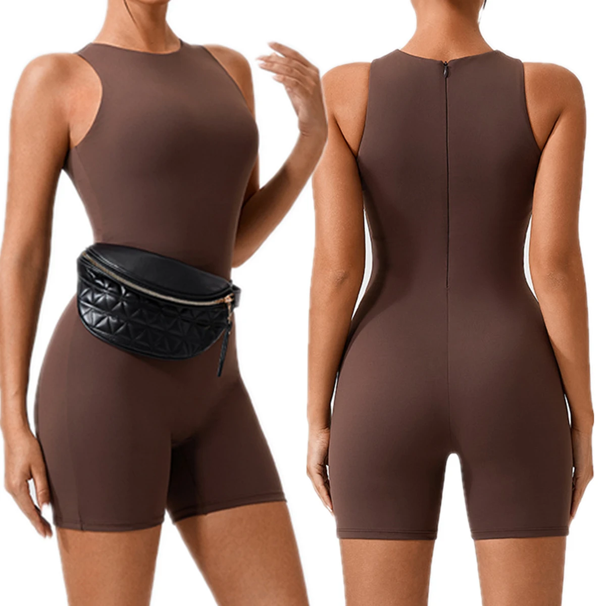 

Maxdutti Ins Fashion Playsuits Yoga Jumpsuit Tight Fitting Exercise Fitness Hip Lifting Jumpsuit Yoga Shorts For Woman Clothing