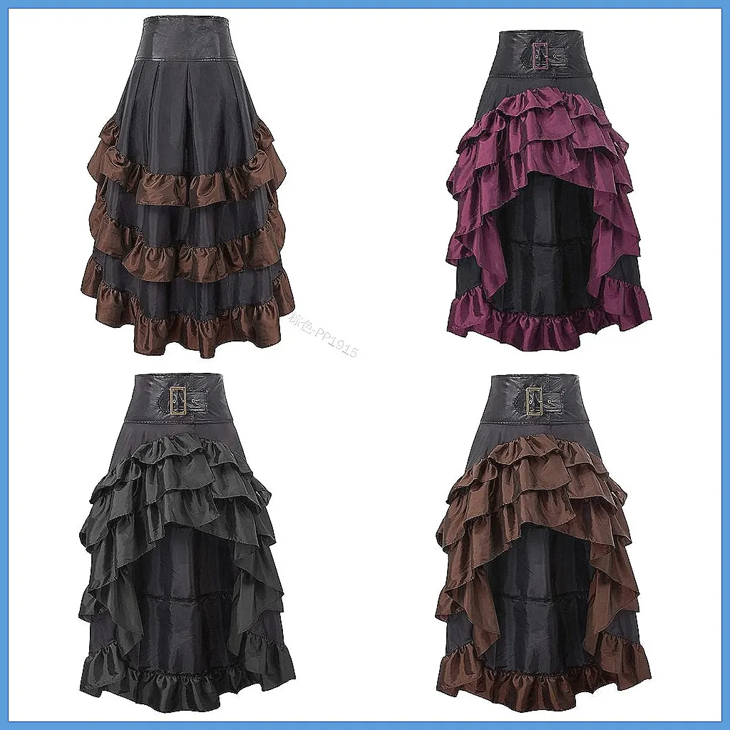 

Vintage Patchwork Ruffles Skirt High Waist Summer Mini Skirt for Women Ankle Length